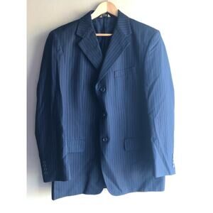 LUCA ROSSI Men Black Striped Suit Jacket Size 40R